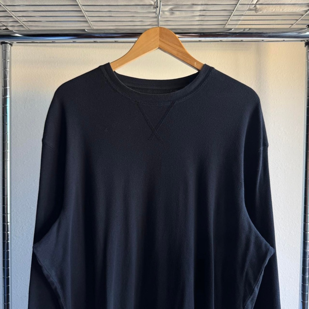 Old Navy Mens Waffle Knit Thermal Long Sleeve Shirt Black XXL Layering Basic